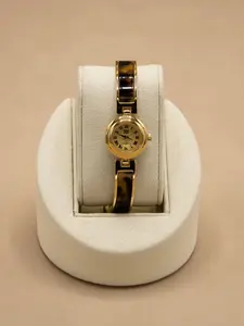 Lama Terrapin Gold Stainless Steel Women's Watch with Tortoise Shell Resin Band Elegant Scratch-Resistant Glass Mirror Face Quartz Movement