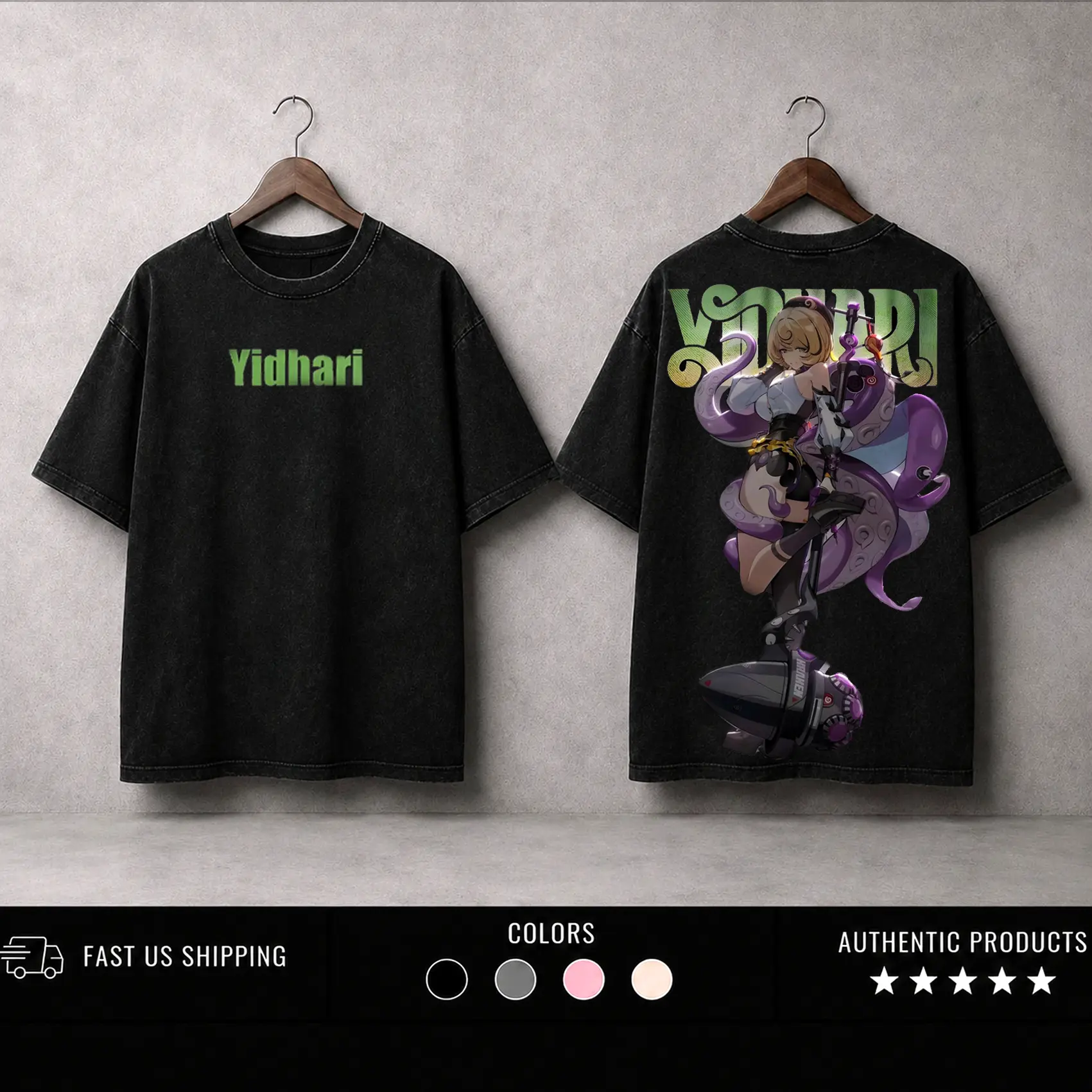 Yidhari Murphy- Zenless Zone Zero Washed T-Shirt,Sweatshirt, HoodieVideo Games, Horror Vintage Shirt, Game Fan, Streetwear Tops Black Fabric Menswear