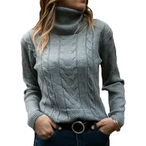 Women’s Turtleneck Long Sleeve Cable Knit Sweaters