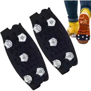 Outdoor Ice Grips for Shoes and Boots Anti-Slip Cleats with 5 Steel Studs Crampons for Snow Traction Hiking Walking Boots Sneakers