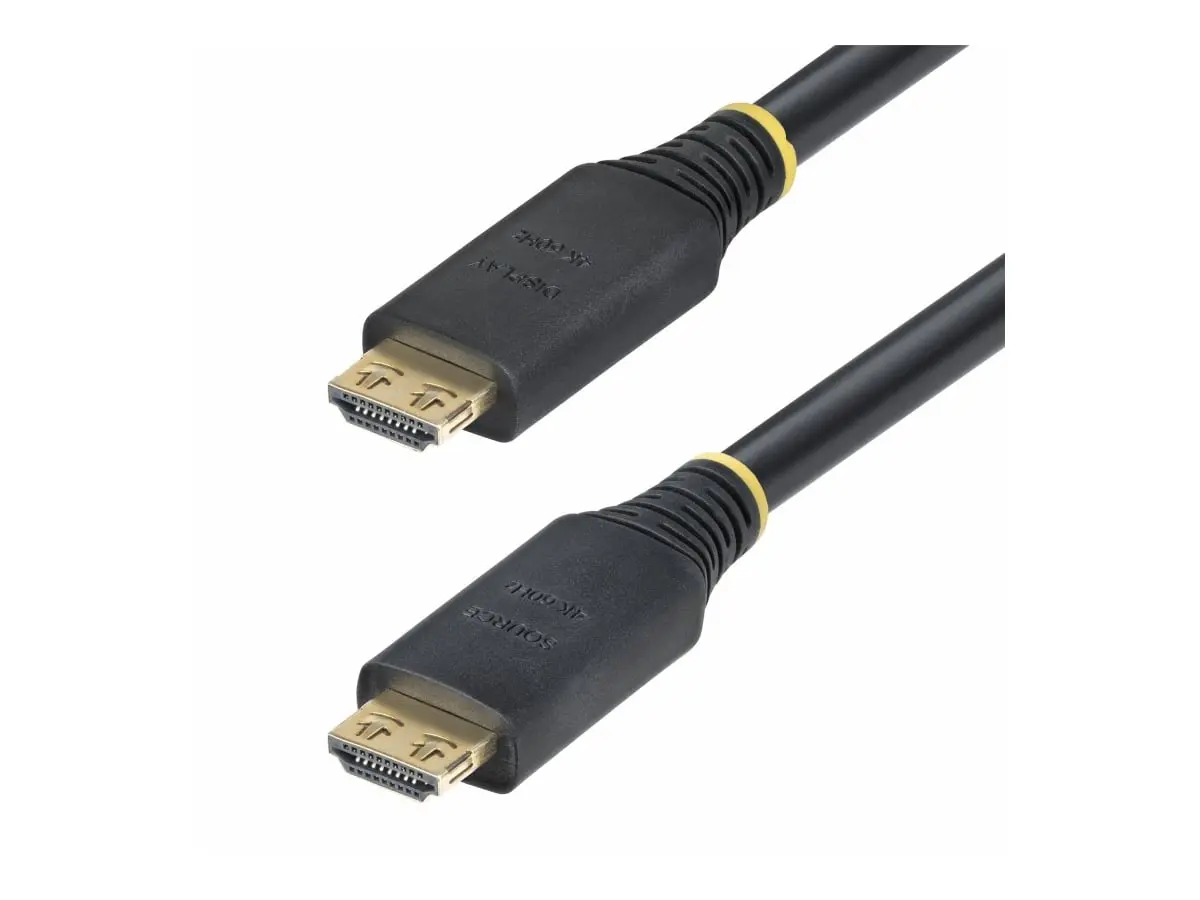 StarTech Active HDMI Cable with Aluminum Gripping Connectors, 15M Length, Black, ARC Support, 1440p Resolution, 32-Ch Audio, 18Gbps Rate, TPE Build, Switch Compatible, Dolby TrueHD (HDMI2-CABLE-GRIP-15M)