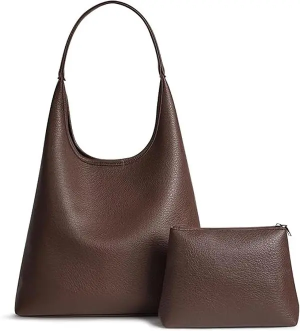 Women's Large PU Leather Hobo Bag - Soft Vegan Leather Commuter Purse, Everyday Bag with Organization, Magnetic Closure, 13.6" Laptop Compatibility, Business Casual Shoulder Tote, Slouchy Look, High-Capacity, Dual-Purpose Women's Tote Bags