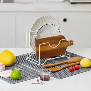 Large Silicone Dish Drying Mat, Easy Clean Heat Resistant Kitchen Sink Drain Pad, Dishwasher Safe, Keeps Countertops Dry, Kitchen Helper