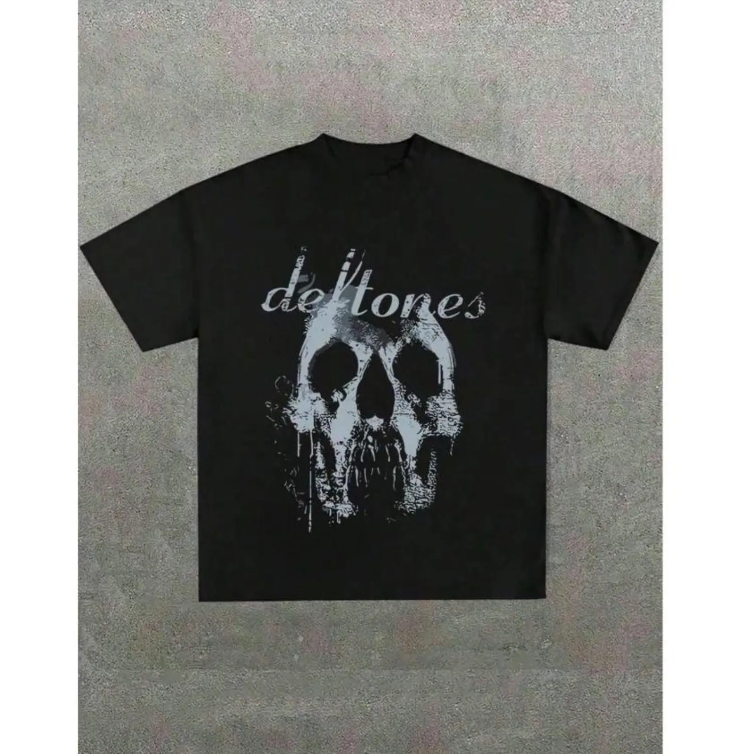 Oversized Skull & Rock N Roll Graphic Cotton T-Shirts for Men, Deftones Band Tribute, Plus Size Y2K Summer Casual Tees (S-5XL)