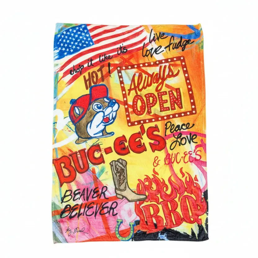 Buc-ee's "Always Open" Plush Blanket