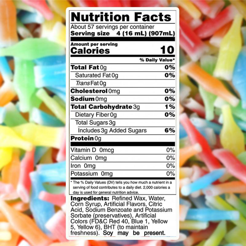 Rich & Richers Vintage Wax Bottle Candy 1 Pound Pack of Chewy Fruity Bonbons Sour Variety Gummy Juice Flavored Syrups Cherry Orange Lemon Blue Raspberry Green Apple Nostalgic Snack Sweet Fruit Gift TikTok Halloween Treat - Trick-or-Treat Bulk bag