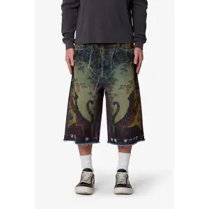 mnml Ultra Baggy Leopard Denim Shorts - Multi