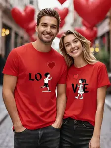 Comfortable Breathable Casual Couple, Fitted Design, Perfect Valentine's Day Gift, Unique Matching Set, Random Print