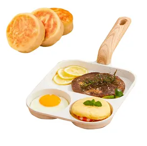 Multi-Function Non-Stick Egg Pan - 3-in-1 Egg Pan Wonder for Omelettes, Pancakes, Burgers, Breakfasts, and Quick Home Cooking. Beige Non-Stick Pan. Non-Stick Wok Pan. Multifunctional Frying