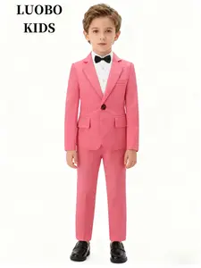 【 LUOBOKIDS 】 Boys' modified Solid Color Suit set, adjustable waist design, suitable for special occasions and daily wear, fashionable young men's style (excluding shirt)