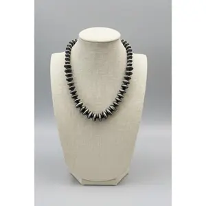 Western Desert Saucer & Bead Necklace - Burnished Silver Color