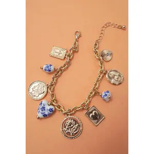 Blue Porcelain Charm Bracelet