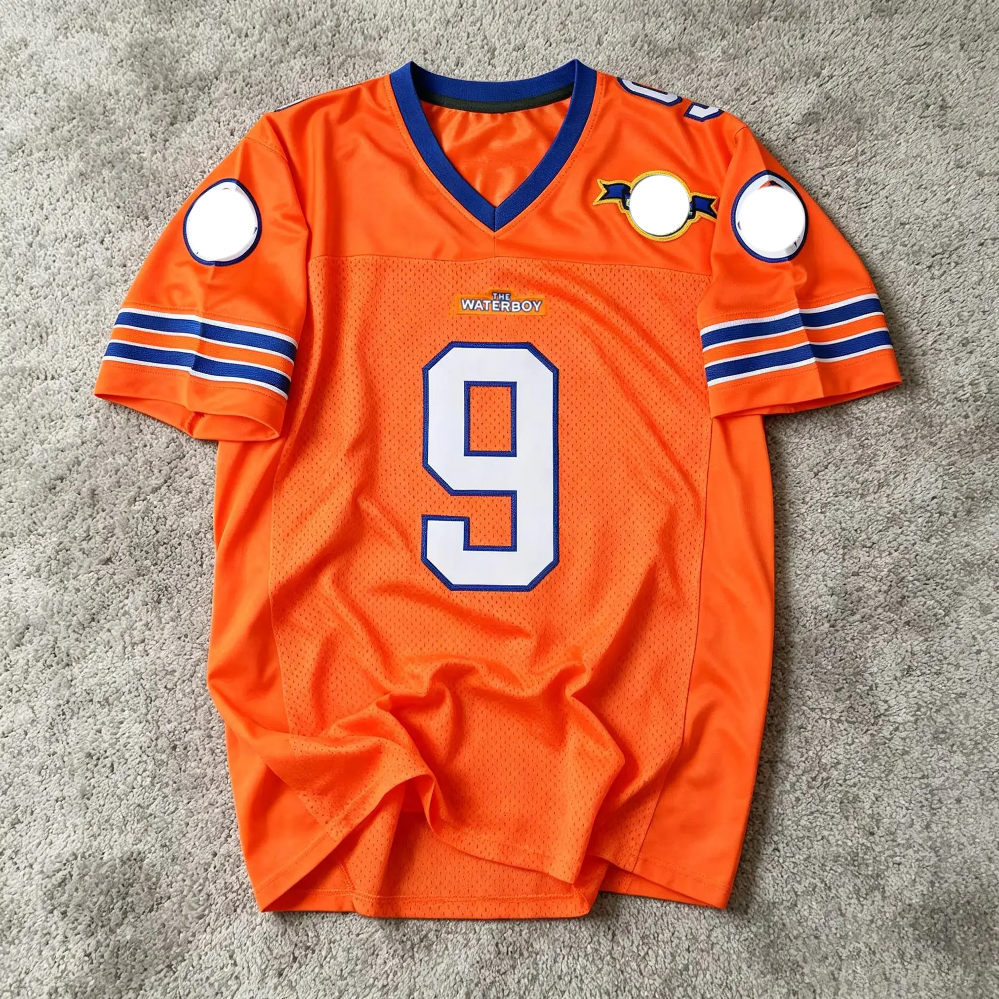 [FULL LOGO] Custom American Football Jersey,#9 Personalized Number Retro Hip Hop Streetwear Shirt, Orange Blue White Black, Gift