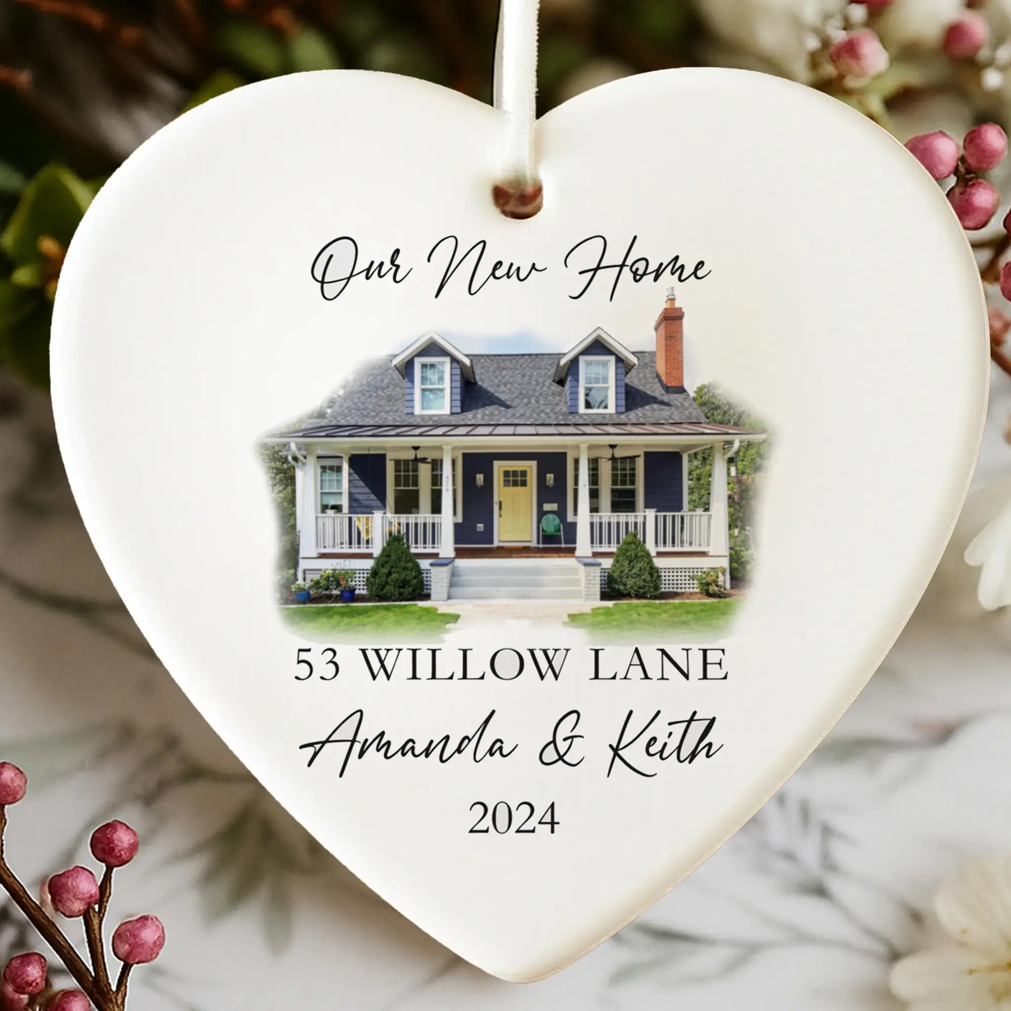 Personalized New Home Photo Ornament, Custom House Address Ornament, Housewarming Gift, Realtor Client Gift, Couples Home Ornament