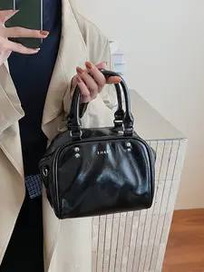 Ladies' Fashionable Handbag, Simple Casual Retro Style, Solid Color Bright Surface, Versatile Practical Elegant Commuter Bag for Daily Commuting Shopping Dating