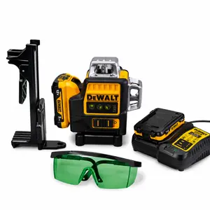 DeWalt DW089 High Accuracy Green Cross Line Laser Level, Multipurpose Layout Tool For Construction And Household DIY Renovation, Built With Auto Self Level And Dustproof Shell, Equipped With Rechargeable Battery, Power Adapter And Portable Carry Case