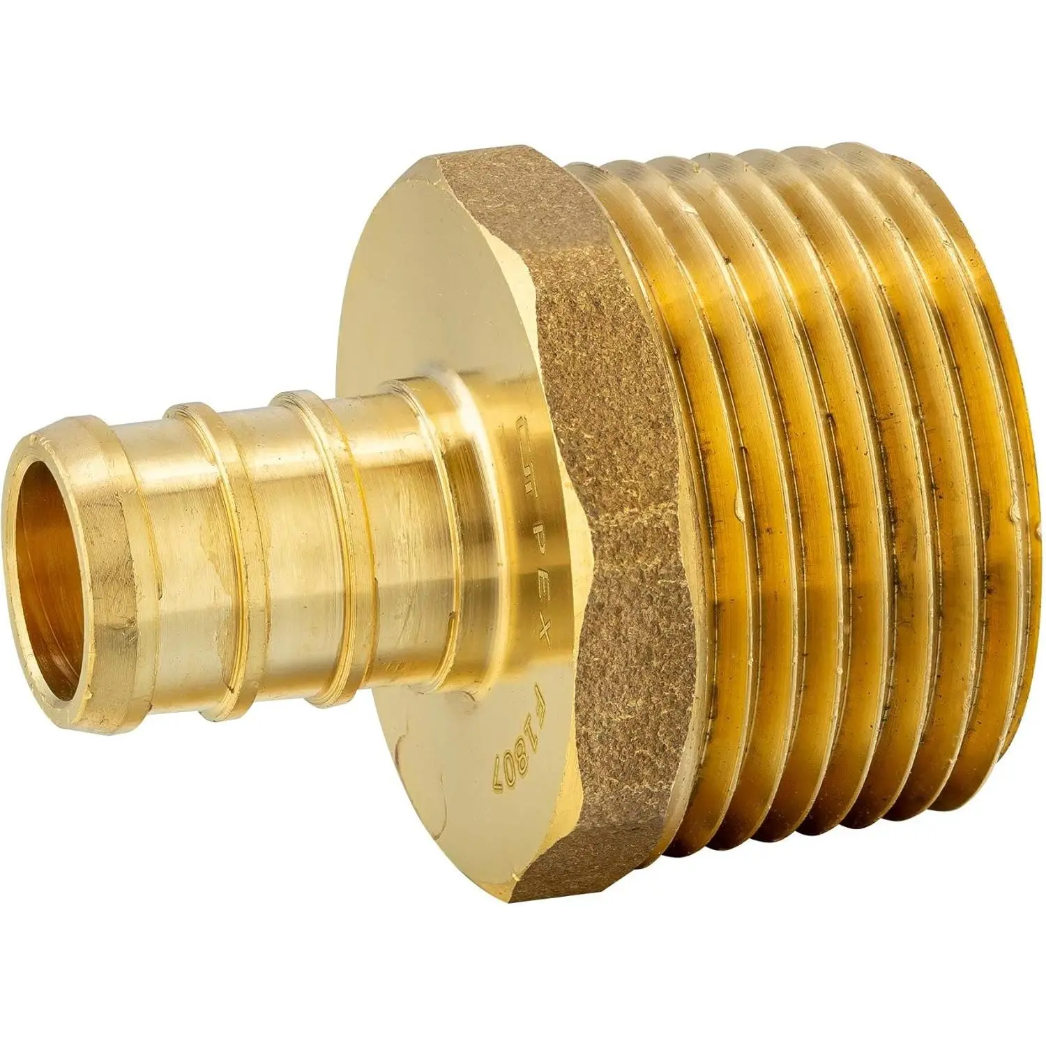 2-Pack  Pex 1/2 Inch x 3/4 Inch NPT Male Adapter Brass Crimp Fitting, ASTM F1807,(PEX1807256-2PCS)