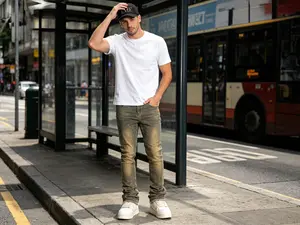 Men Vintage Mud Wash Frayed Raw Hem Flare Jeans Retro Brown Dirty Washed Stretch Stacked Micro Bootcut Denim Pants Y2K High Street Casual Trousers