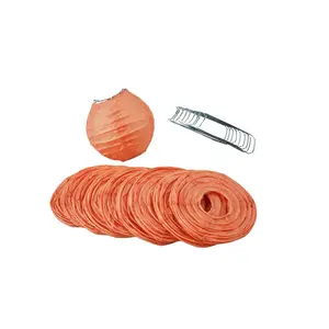 BLOWOUT 4" Peach / Orange Coral Round Paper Lantern, Even Ribbing, Hanging Decoration (10 PACK) (String Light Sold Separately)