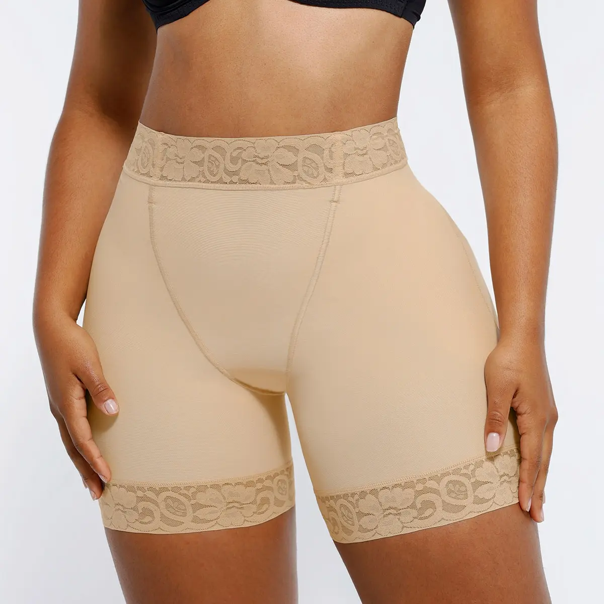 Seamless Lace Mid-Thigh Beige
