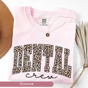 Comfort Colors® Leopard Dental Crow Shirt, Dental Shirt, Gift For Dental Crow, Dental Crew Tee, Dental Assistant, Dental Hygienist Shirt Cotton Top Knit Womenswear