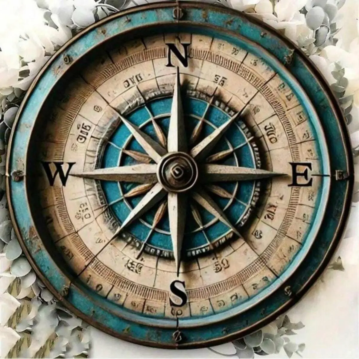 1pc Retro Tin Metal Compass Wall Plaque Sign - 8x8 inch Round, High-Definition Printing, Scratch-Resistant, UV-Resistant, Waterproof, Rust-Proof, Pre-Drilled Holes, Suitable for Home, Bathroom Decoration