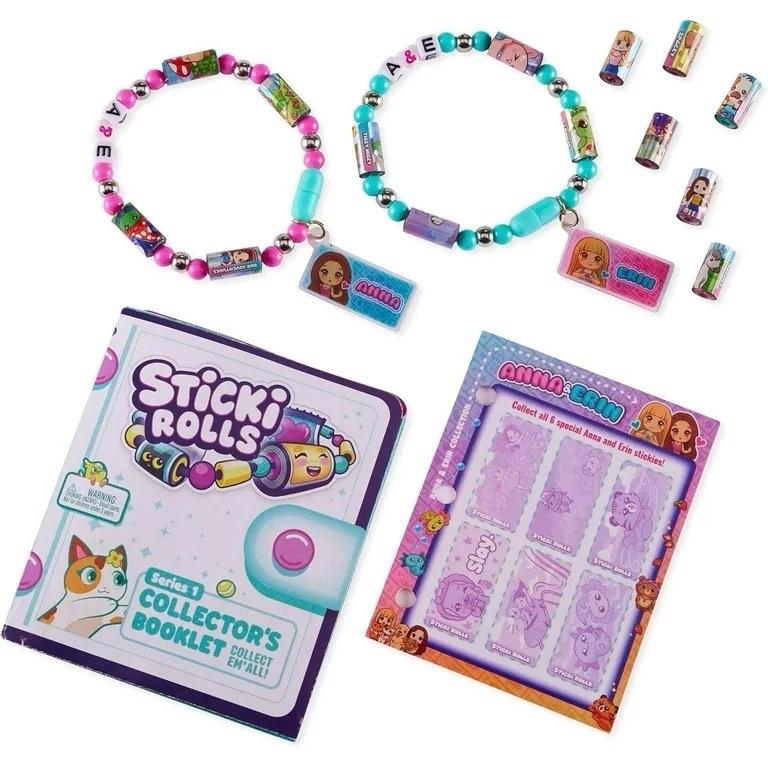 Sticki Rolls Sky Castle Sticki Rolls ANNA and ERIN BFF Pack - 160 Stickers for Wearable Sticker Bracelets with Quick-Grip Clasp System Diy Kits Creative Freedom