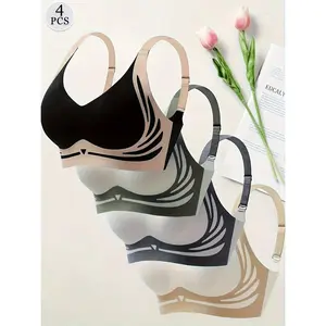 4-Piece Luxury Anti-Gravity Lift Bra - Closed Double-Breasted, Comfortable and Breathable, Skin-Friendly, Seamless, Stowable, with Lining - Perfect for Sports Wear (Free, Non-Deforming Straps)