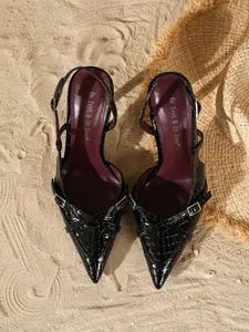 On feet& in love Women's Elegant Pointed Toe High Heels, Metal Buckle Design, Perfect for Parties, Beach Vacations, Dress Weddings, All Seasons, Summer