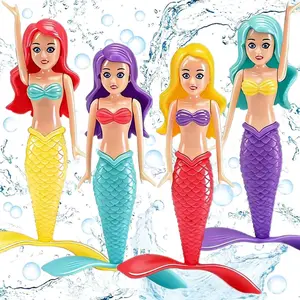 4 counts Mermaid Dive Bath Toys Colorful Mermaid Pool Swimming Pool Games for Boys Girls Teens Adults