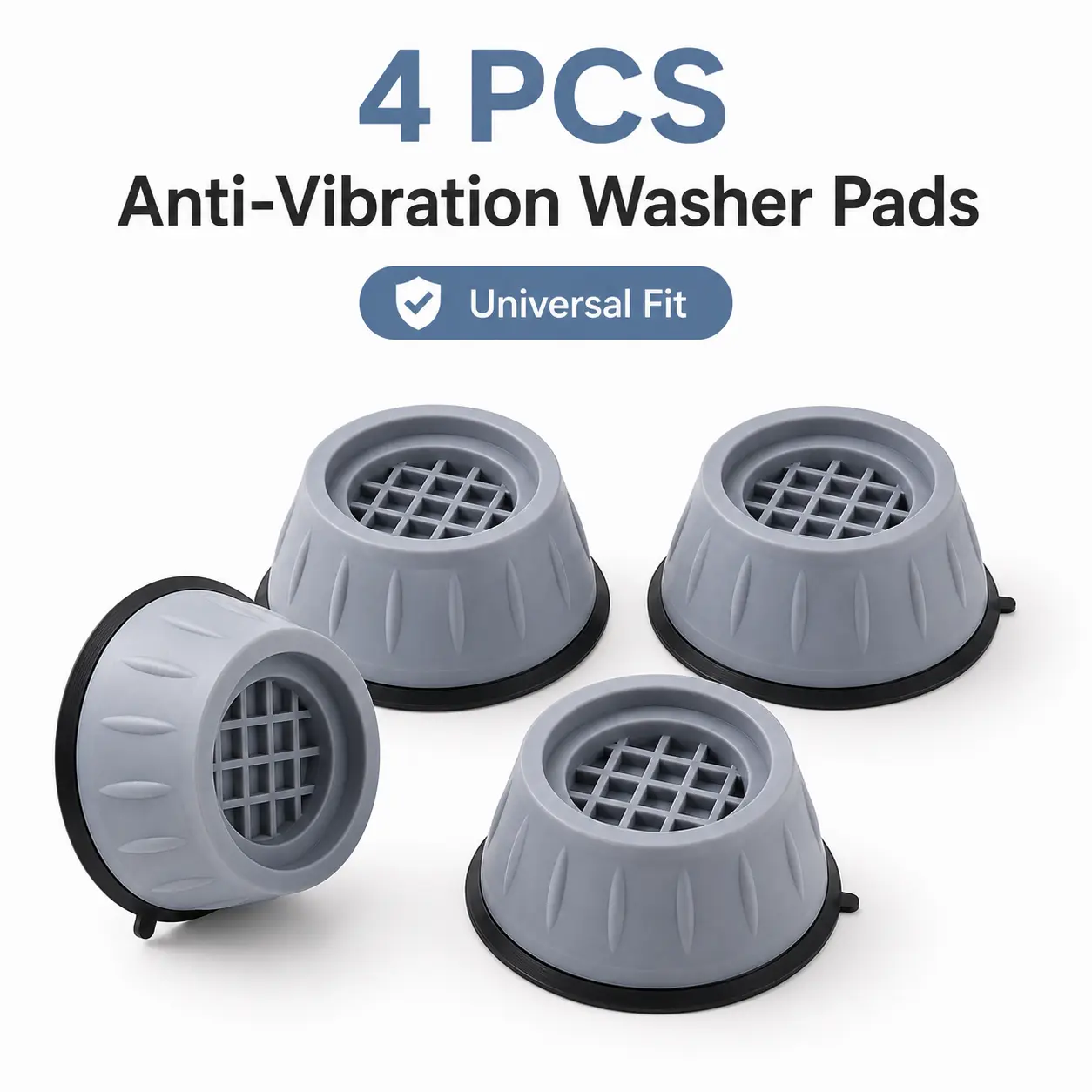 Universal Anti-Vibration Appliance Pads - Heavy-Duty Shock-Absorbing, Non-Slip, Heightening Moisture-Proof Stabilizers for Noise Reduction in Washers, Refrigerators, Dryers & Furniture