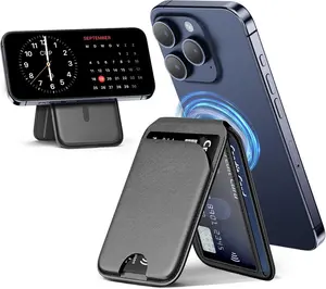 Mag-Safe Wallet Magnetic Wallet for Iphone Lightweight Magnetic Phone Wallet Stand Adjustable Leather Magnetic Card Holder for Iphone 16/15/14/13/12 Series, Not for Iphone 13/12 Mini (Black)