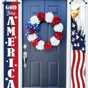 July 4th American Patriotic Eagle Pig Banner, Memorial Day Usa Flag Stars Stripes Front Door Decor, Home Outdoor Garden Decoration, Patriotic Bunting
