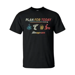 PLAN FOR DAY Snap-On T-Shirt - Singer side print 100% cotton close-fitting round neck short sleeve unisex casual top Made in the USA