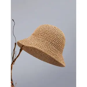 Classic Straw Braid Hat, Women's Beach Sun Hat, Versatile Bucket Hat, UV Protection, Spring/Summer