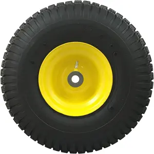 15x6.00-6 Pneumatic Tire and Wheel Assembly 4PR Tube-Type Yellow Wheel 3" Offset Hub for John Deere Mowers Turf Saver