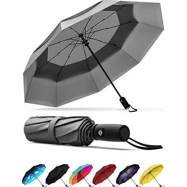 Repel Windproof Travel Umbrella - Compact & Withstands Winds up to 100MPH, Strongest Premium Auto Folding Umbrella for Rain and Sun - Durable, Light & Portable for Women & Men, Fits Backpack & Cars