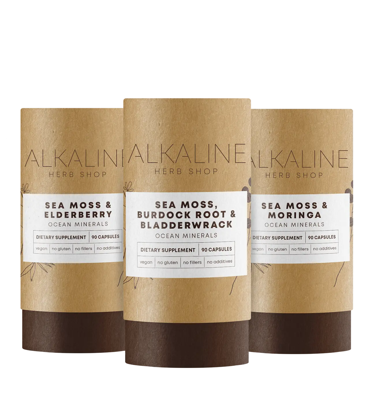 Sea Moss Best Sellers Bundle -  Sea Moss, Burdock Root & Bladderwrack Supplement, Sea Moss & Elderberry Supplement, and Sea Moss & Moringa Supplement