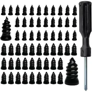 60PCS Tire Repair Screw Plugs Kit – Self-Tapping Rubber Nails for Tubeless Tires, Emergency Fix for Car Truck Motorcycle