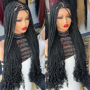 Brand name Curly Tips knotless braided wig with natural hairline