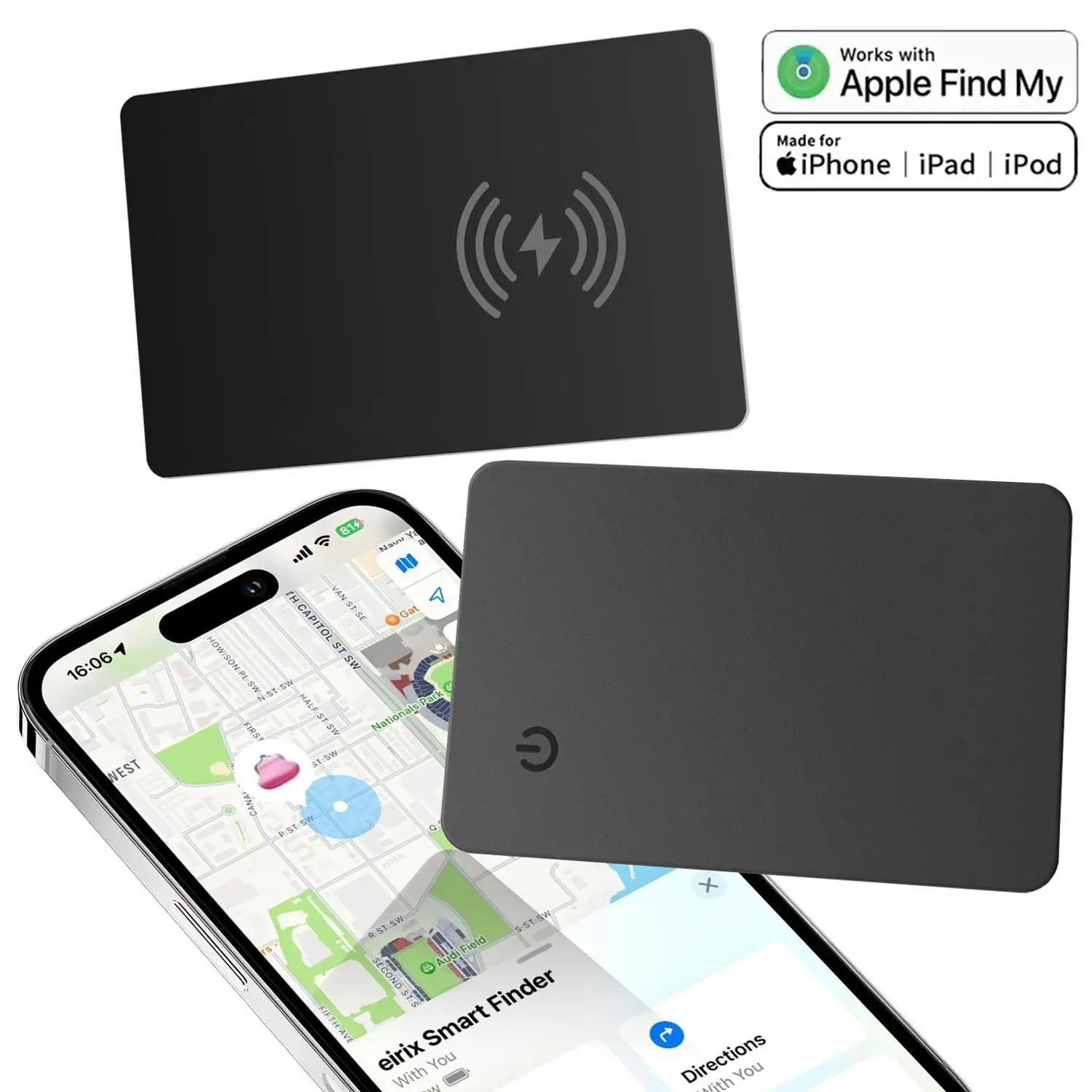 Smart Wallet Apple Location Tracking Card, wireless charging locator for essential items such as wallets, luggage, mobile phones, passports, etc., inn