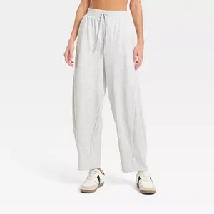 Women's Active Comfort French Terry High-Rise Barrel Leg Sweatpants - All In Motion Heathered Gray XXL