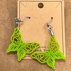 # 16 Butterfly lime green acrylic earrings