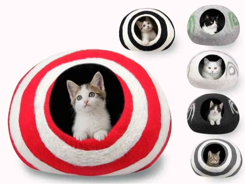 Felted Handmade Wool Cat Cave – Wool Bed / Cozy Pet Hideout / Eco-Friendly Cat House