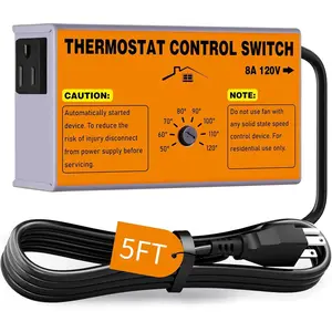 Attic Fan Thermostat-Control, Adjustable Thermostat with Overload Protector, Temperature Controlled Attic Fan, with Socket Easy to Install, Exhaust Fan Temperature Controller for Workshop, Greenhouse