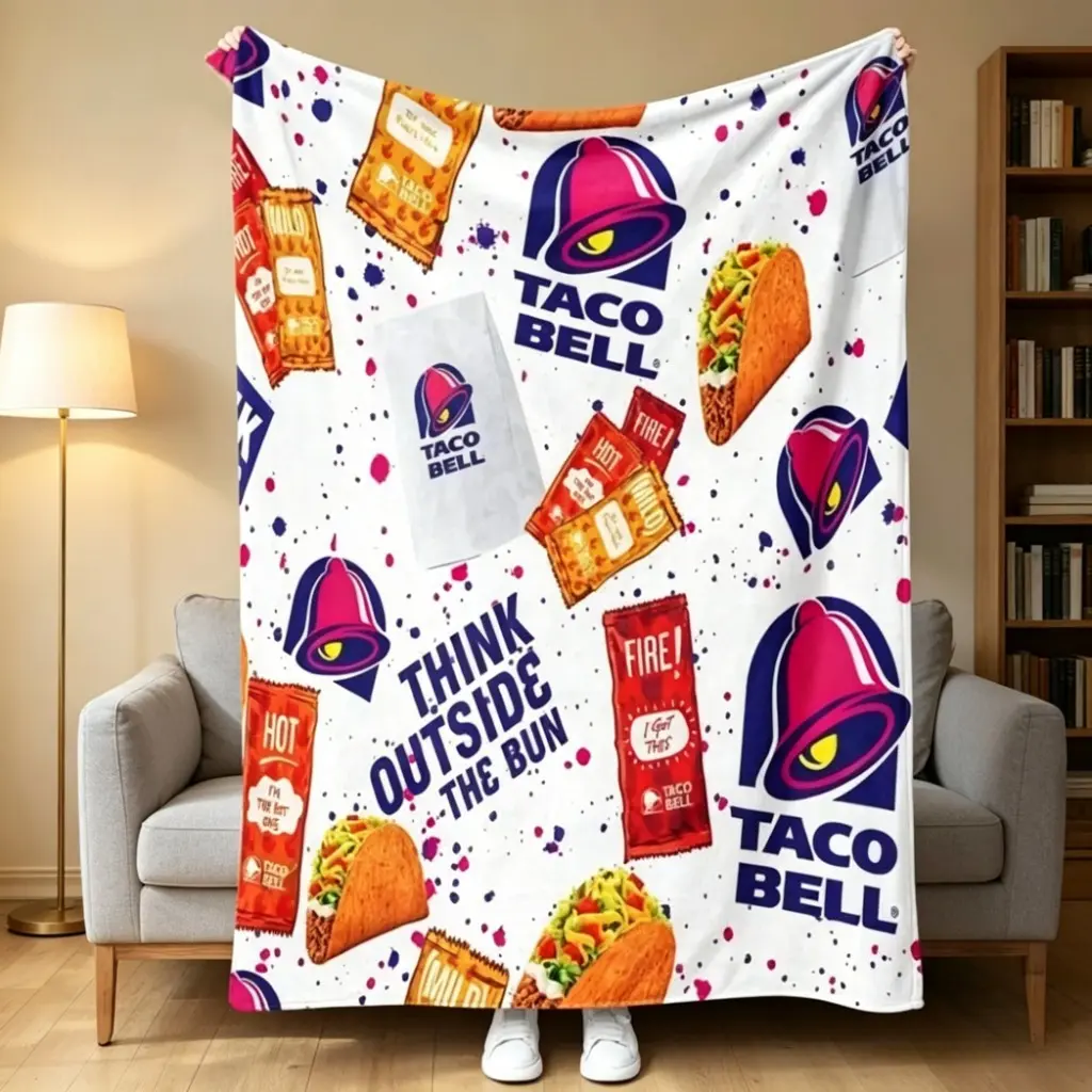 Themed Ultra-Soft Flannel Blanket, Queen Size Heavyweight Throw for Sofa, Bed & Travel, Fast Food Fan Gift