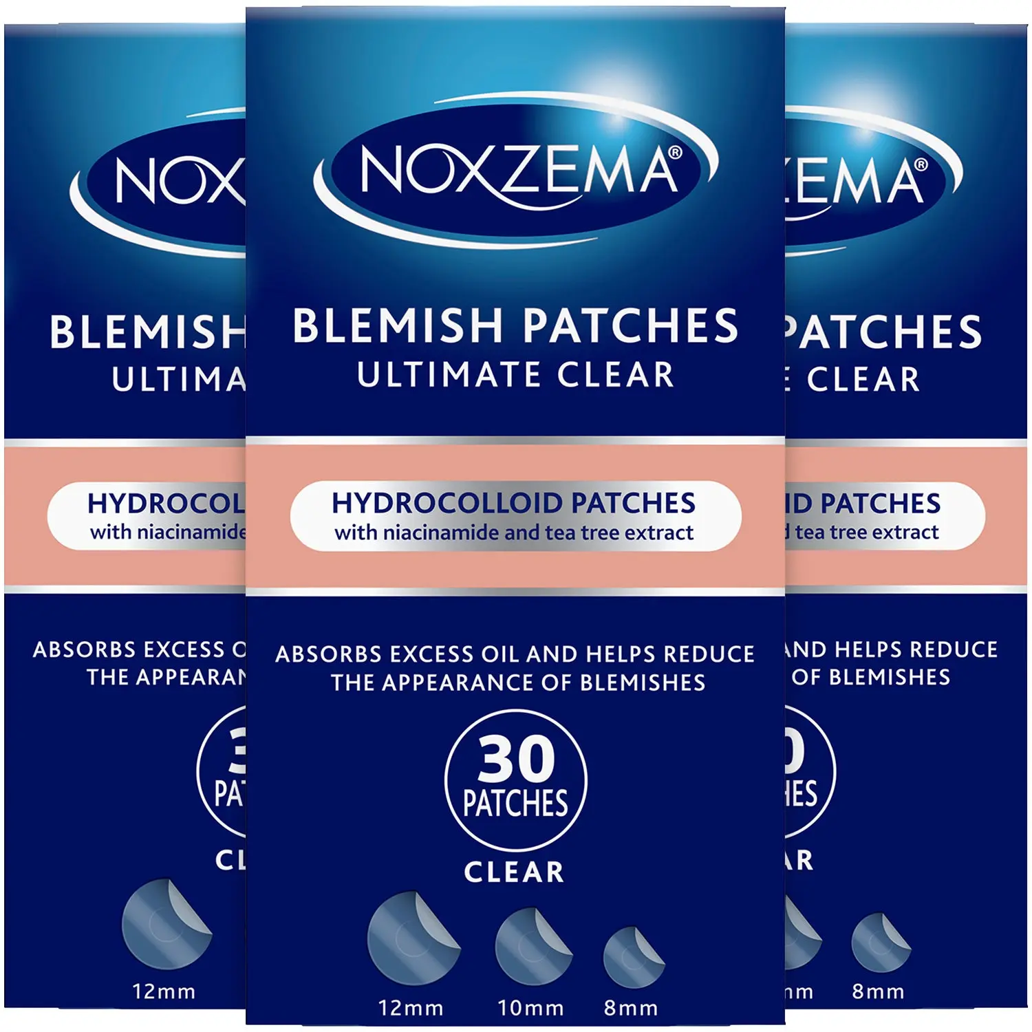 Noxzema Ultimate Clear Blemish Patches, 30 Pimple Patches for Face Per Box (90 Total)