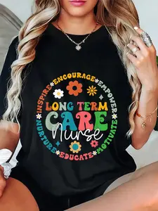 100% Cotton Unisex Cute Retro LTC Nurse Long Term Care Nurse Appreciation T-Shirt