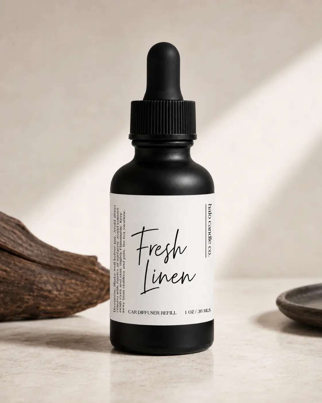 Car Diffuser Refill Bottle, 30 ml Matte Black Container with Easy-to-Use Dropper for Halo Signature Scents Drops
