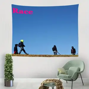 1pc Alex G Trick "Race" Album Cover Tapestry - Vibrant Hip Hop Rap Wall Hanging with Dramatic Skyline Design, Perfect for Bedroom, Dorm, or Living Room Decor - Polyester, Lightweight, Easy to Hang, Dorm Room Decor | Bold Aesthetic Design |